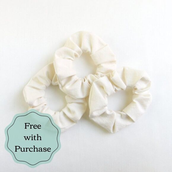 Scrunchies Set of 3- Organic Cotton - Ivory White - Handmade - FREE W/ PURCHASE  - Picture 1 of 7